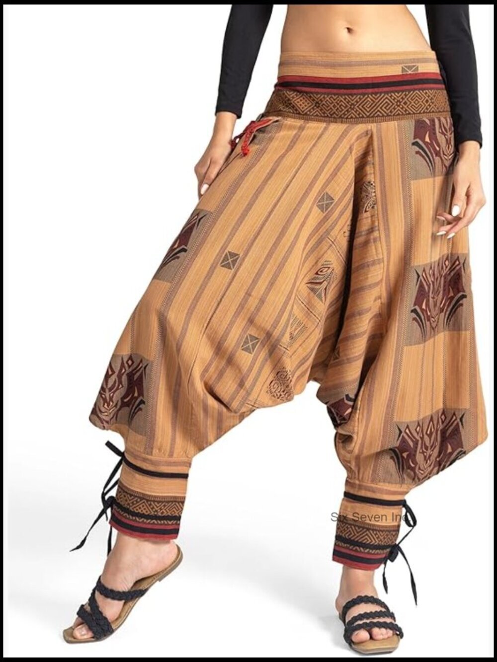 Cotton Harem Pants with Drawstring Elastic Waist, Wide Leg Palazzo Joggers for